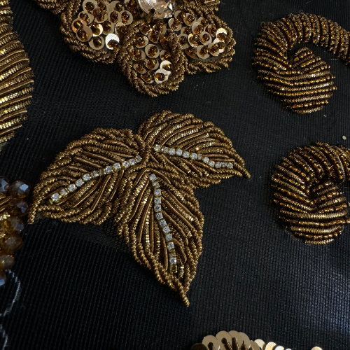 Luxurious Handcrafted Beaded Appliques with ThreadworkLuxurious Handcrafted Beaded Appliques with Threadwork