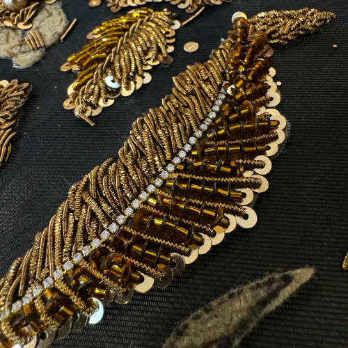 Luxurious Handcrafted Beaded Appliques with ThreadworkLuxurious Handcrafted Beaded Appliques with Threadwork