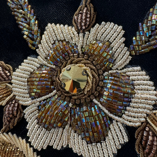 Luxurious Handcrafted Beaded Appliques with ThreadworkLuxurious Handcrafted Beaded Appliques with Threadwork