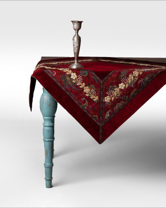 Luxurious Termeh Sama Square Tablecloth with Chanel Velvet