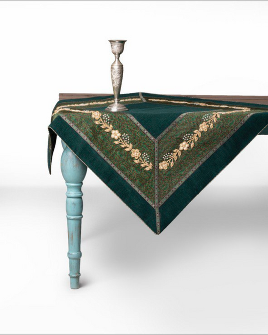 Elegant Termeh Khorshid Square Tablecloth with Chanel Velvet