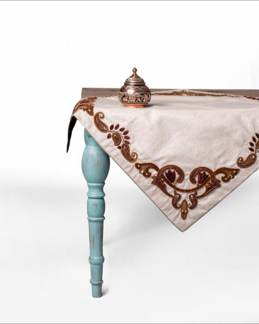 Vintage Antique Tablecloth with Jewel Embroidery in Sermeh Threads