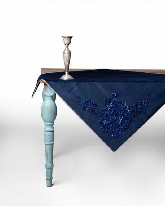 Luxurious Jewel-Embroidered Tablecloth with Swarovski Pearls