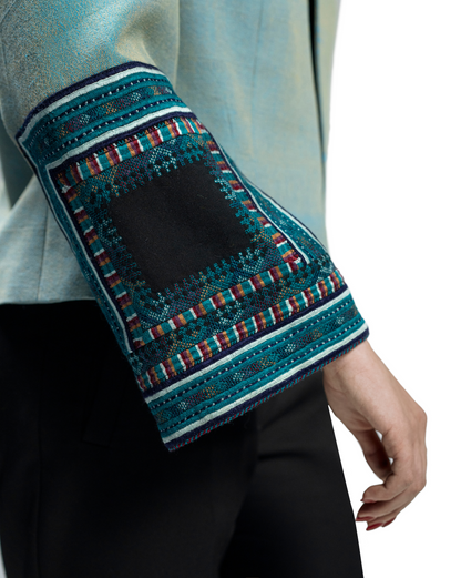 Teal Jacket with Embroidered Cuffs