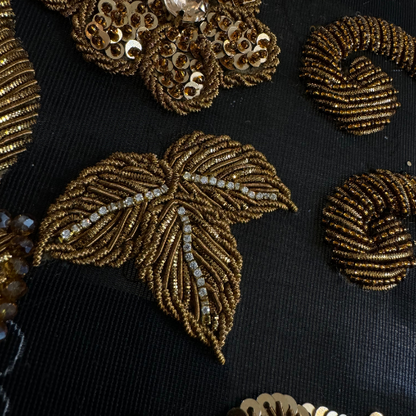 Luxurious Handcrafted Beaded Appliques with ThreadworkLuxurious Handcrafted Beaded Appliques with Threadwork