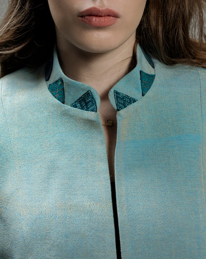 Teal Jacket with Embroidered Cuffs