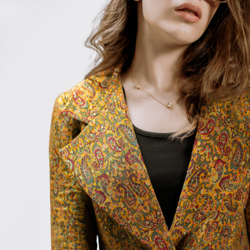 Silk Termeh Long Coat with Sermeh Doozi Embroidery