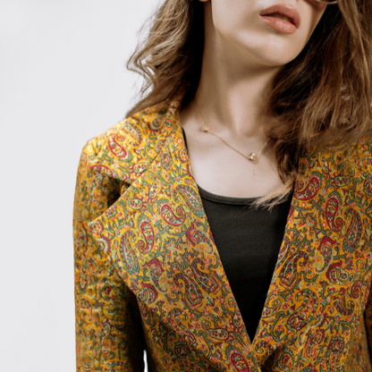 Silk Termeh Long Coat with Sermeh Doozi Embroidery